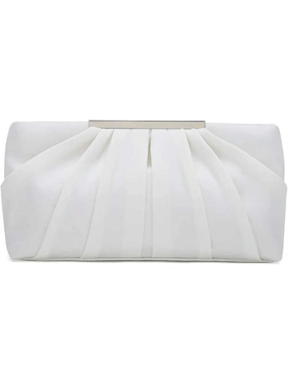 👜Women's White Pleated Satin Elegant Evening Clutch Formal Wedding Purse